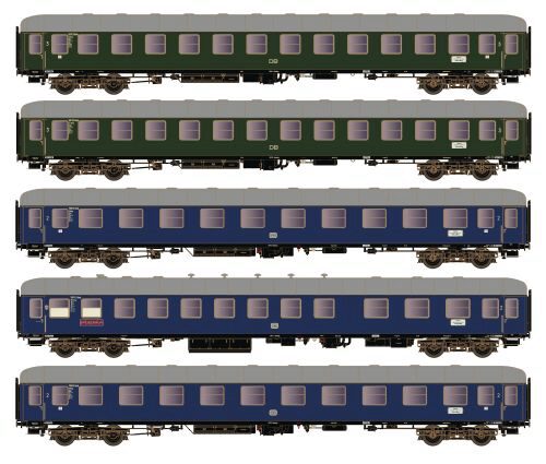 Hobbytrain H43033 4tl Wagen-Set D83/41 3xC4ümg+B4ümg DB, Ep.III, AC